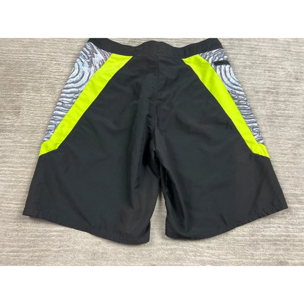 No Boundaries Board Shorts Mens‎ 34 Black Neon Yellow Swirl NB24B020 Colorblock
